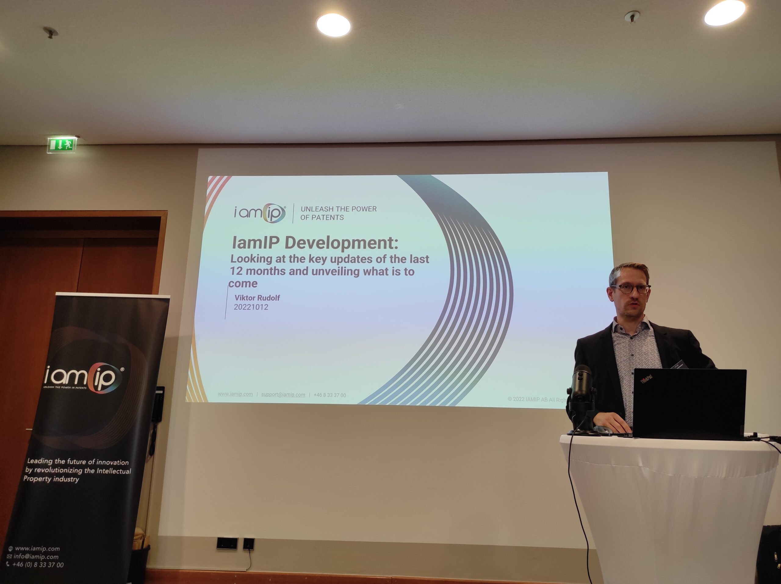 image of Viktor Rudolf presenting at IamIP User Day Conference 2022