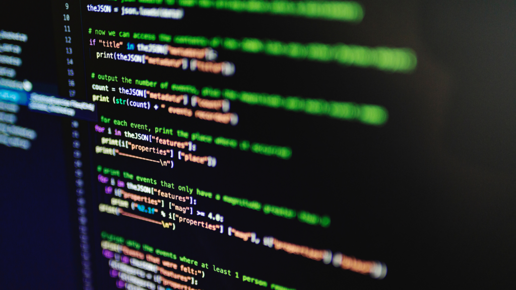 image showing a programming code for a software